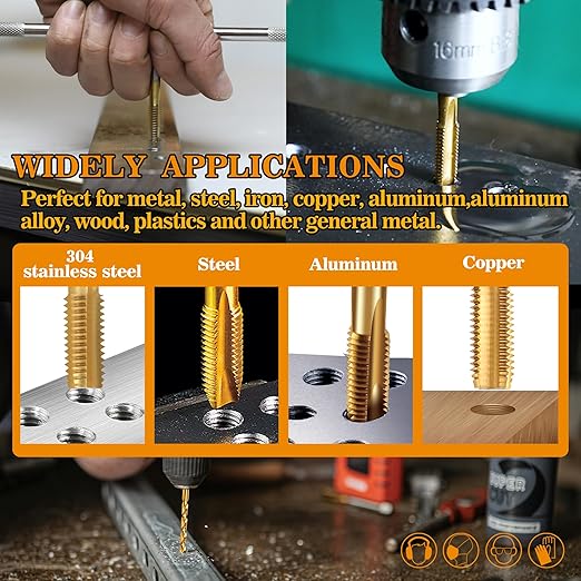 M2x0.4 Tap and 1.6mm Drill Bit Kit, M2 HSS Metric Drill and Tap Set, Combination of Drill and Tap Kit for Metal