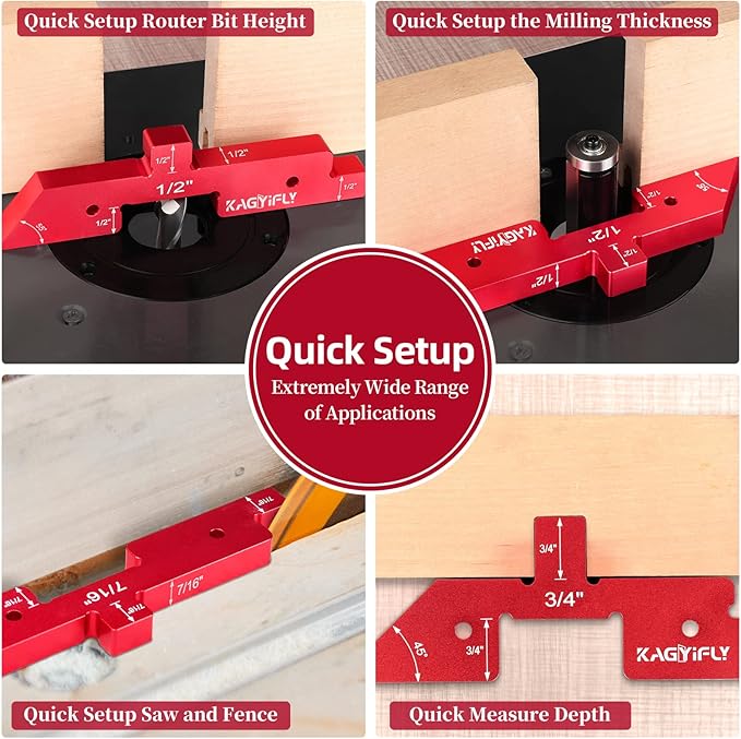 Setup Blocks Woodworking, 14pcs Aluminum Setup Blocks Height Gauge Set for Router Table Saw and Angle Measure Set up (Each Setup Bars has Different Thickness)