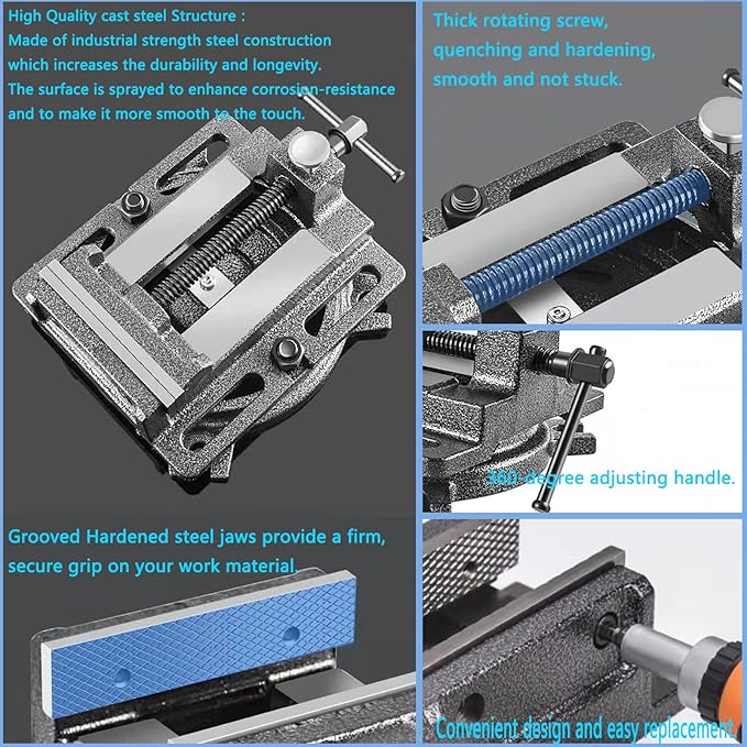 MYTEC 4.2" Quick Release Workbench Industrial Vise Clamp, Portable Heavy Duty Vice for Drill Press, 110°Swivel Base, High-grade cast steel Bench Clamp for Woodworking Milling Machine Drill Press