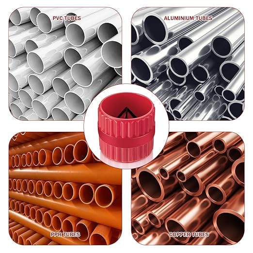 Pipe and Tubing Reamer Inner-Outer Copper Reamer Pipe Deburring Tool Alloy Steel Tubing Chamfer Tool for PVC/Ppr/Copper/Brass/Aluminum Tubes (Red)