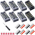Terminal Block (8 Sets) 8Pcs 4 Positions Dual Row 600V 25A Screw Terminal Strip Blocks with Cover&8Pcs Pre-Insulated Barrier Termina Block Strip& 32Pcs Insulated Fork Wire Connector