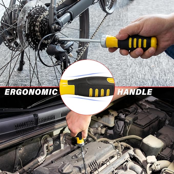 HAUTMEC 28 Pcs Magnetic Ratcheting Screwdriver Set, Multi-bit Screw Driver Set Including CRV Screwdriver Bits, Nut Driver Set and Telescoping Magnetic Pickup Tool for DIY, Electronics, Auto Repair