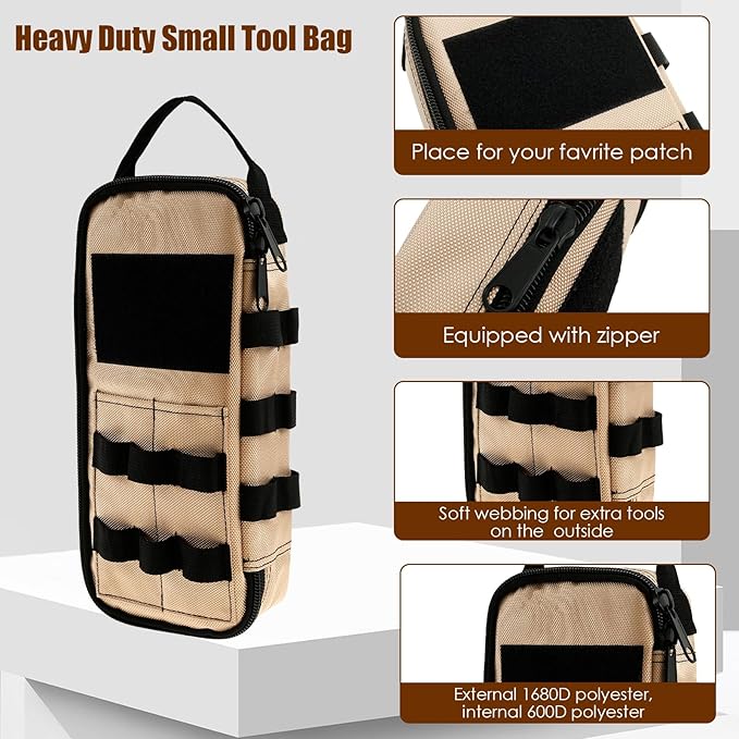 2 Pack Small Tool Bags, Portable Tool Box Organizer, Heavy Duty Tool Storage Bag with Zipper Work Tote for Repairman, Electrician, Carpenters