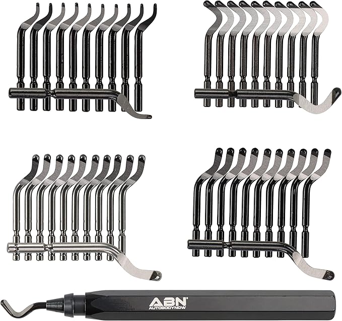 ABN Steel Deburring Tool for Metal, Resin, Plastic - 42 Piece 3D Printer Deburring Tool Kit - Hand Deburring Tool with Hooked Blades, Small Hole Blades, Hard Material Blades