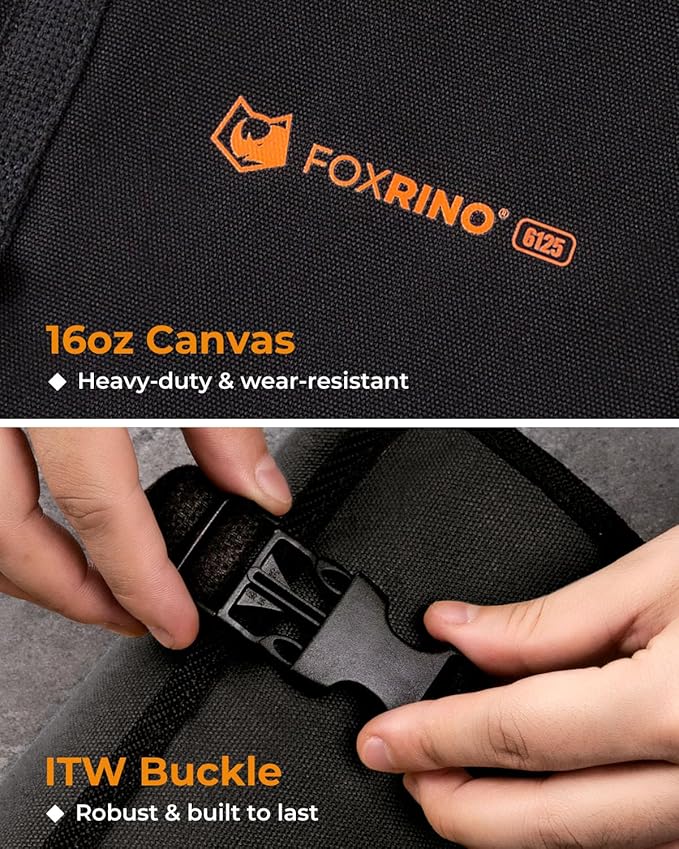 Wrench Roll, Wrench Roll Up Pouch, Gifts for Men Father Dad Mechanic, Heavy Duty Canvas Wrench Organizer Bag (Black, 19+1 Metric)