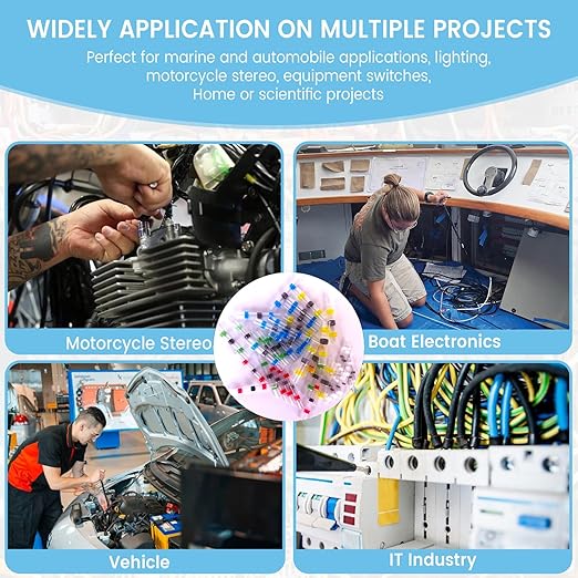 110 Pieces, 5 Sizes, Heat Shrink Wire Connectors Kit, Self Shrink Solderless Marine/Automotive Butt, Waterproof Electrical Connectors with 5 Size Color-Coded (AWG 10-26), Perfect for Wire Splicing