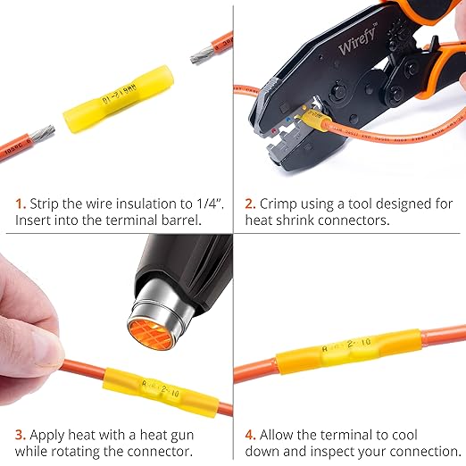 Wirefy 180 PCS Heat Shrink Butt Connectors Kit - Marine Grade Wire Butt Splice Connectors - Electrical, Waterproof - 22-10 AWG