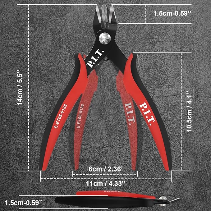 P.I.T. Micro Wire Cutter, 5.5'' Precision Electronics Flush Cutter with TPU Handle, Spring Loaded Wire Cutter for Crafting, Electronics, Jewelry Making