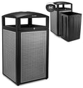 Alpine Outdoor Commercial Trash Can with Lid - 40 Gallon Heavy Duty Metal Garbage Can with Removable Bin, Locking Lid for a Modern Look in Parks, Parkings & High Traffic Areas (Black & Grey with Tray)