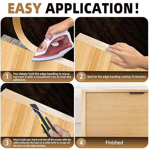 GSCIT Club Birch Edge Banding, 3 inch x 100ft roll of Wood Veneer Edge Banding Pre-glued Flexible, Real Wood Tape Banding for Cabinet Repair Furniture Restoration