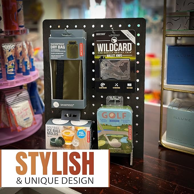Torched Pegboard Display Stand for Jewelry, Craft Shows, Selling, Vendor Events, Tools, Peg Board Accessories Rack Organizer, XXL 15.75" L x 4.3" W x 23.75" H, Ebony