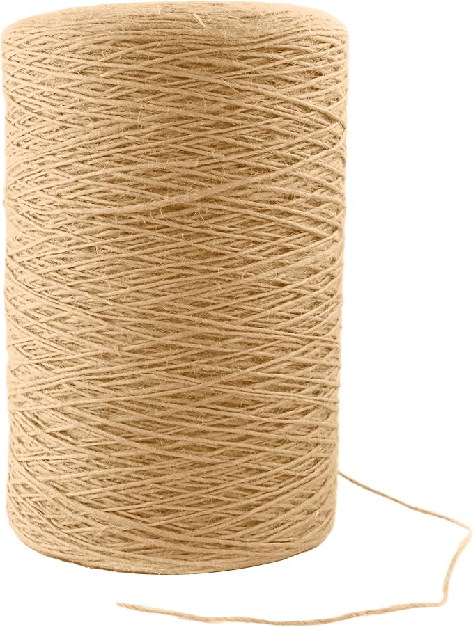 1.5mm x 2500 Feet Natural Jute Rope, Twine for Gardening Tomato Climbing Plant Tie Floristry Crafts Gift Wrapping Packing Decor