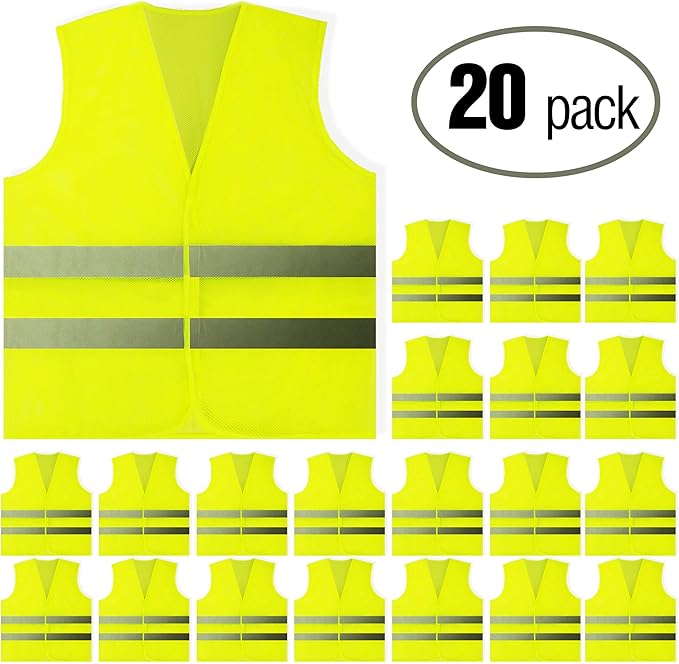 PeerBasics Safety Vests 5 Pack - Yellow Reflective High Visibility, Men Women