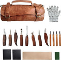 ZGROCK Wood Carving Kit Deluxe Whittling Knife Set 18PCS Wooden Carving Tools with Large PU Leather Case for Beginner Carpenter Experts