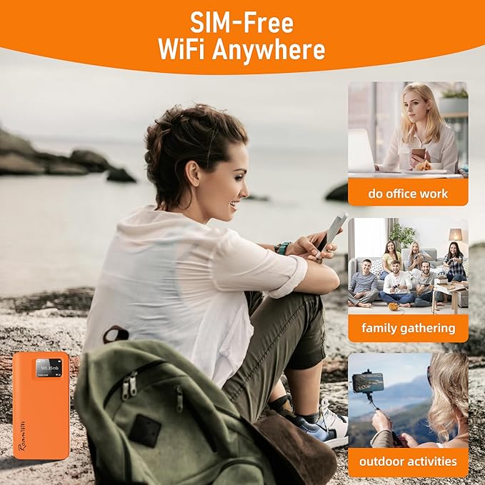 RoamWiFi 4G LTE WiFi Mobile Hotspot Router, Worldwide Portable High Speed Hotspot with US 100GB & Global 1GB Data 90Day,Connects Up to 10 Devices Pocket Hotspot for Travel in 170+ Countries