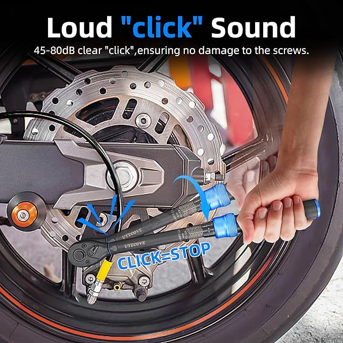 3/8-Inch Drive Click Torque Wrench, Dual-Direction Click Professional Torque Wrench 5-45FT.LB/6.8-61N.M, Dual Range Scales Graduated in FT.LB and N.M, Blue