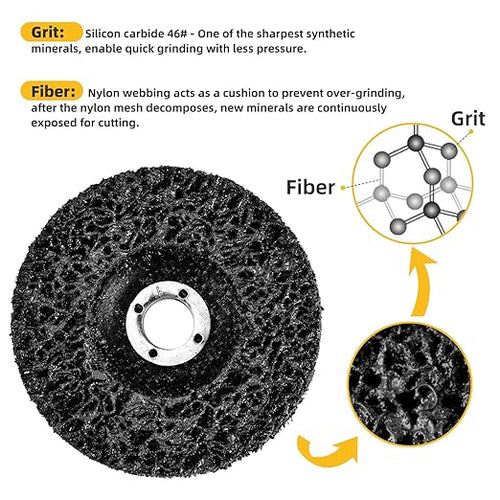 10 Pack 4 inch Strip Discs for Angle Grinder, Wire Stripping Wheel Paint Remover for Metal Surfaces, Abrasive Wheels Grinding Discs for Rust Welds Oxidation (4" x 5/8")