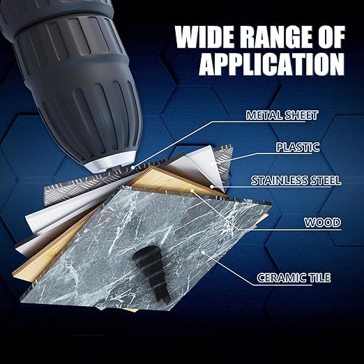 GSTK Pro Max 3PCS Four Spiral Flute Cobalt Unibit Step Drill bit, Impact Ready, for Metal, Stainless Steel, Aluminum, Wood, Plastic with 1/4" Hex Shank