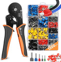 Lytool Ferrule Crimping Tool Kit, Hexagonal Ratchet Crimper for 28-5 AWG, Insulated Wire Ferrules, Self-Adjusting Terminal Crimper with 1200PCS Connectors for Electricians