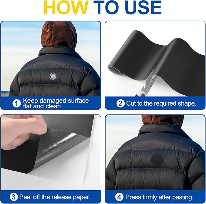 6X63 Inch Nylon Repair Patch for Down Jacket, Self-Adhesive Nylon Fabric Repair Patch for Tents, Waterproof Fabric Repair Tape Patch Kit for Clothes, Puffer Jackets, Backpacks