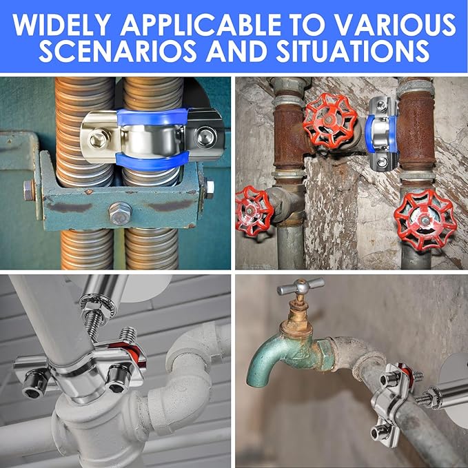 Adjustable Pipe Hangers Supports Stainless Steel 304 - Pipe Bracket Wall Mount Ceiling Mount Pipe Clamp Support with Screws for OD Pipe Tube 19-23mm Applicable Height 50-100mm (2PCS)