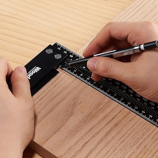 Precision Square Ruler for Measuring and Marking - Aluminum Steel Framing Tool for Professional Carpentry Use (100mm)