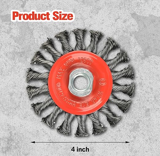 A A IN 60Pack Wire Wheel for Angle Grinder, 4 Inch Twisted Knotted Grinder Wire Wheel Brush with 5/8"-11 Threaded Arbor for Angle Grinder,Carbon Steel Wire Cup Brush for Rust,Corrosion,Paint Removal