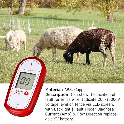 Electric Fence Voltage Tester, Handheld Fence Fault Finder Fence Tester for Farms, Digital Display High Voltage 200-15000V Gardening Tools