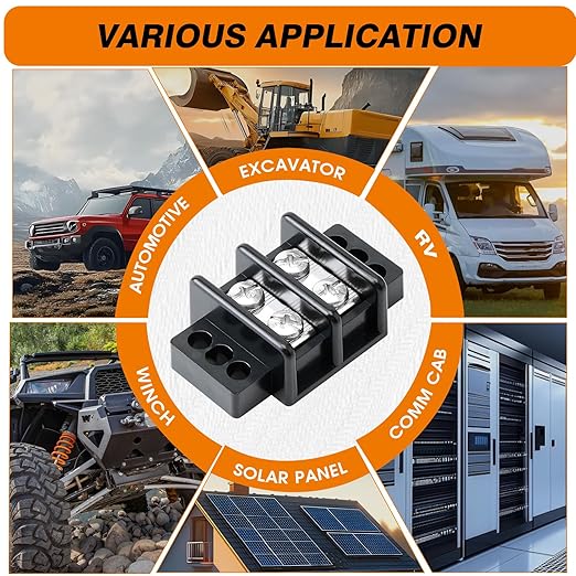Terminal Blocks Double Row Stainless Steel 10-22 AWG Copper 600V/30A Rated 2-14 Poles Neat Circuit Solution 1 Pack TBD (2 Poles)