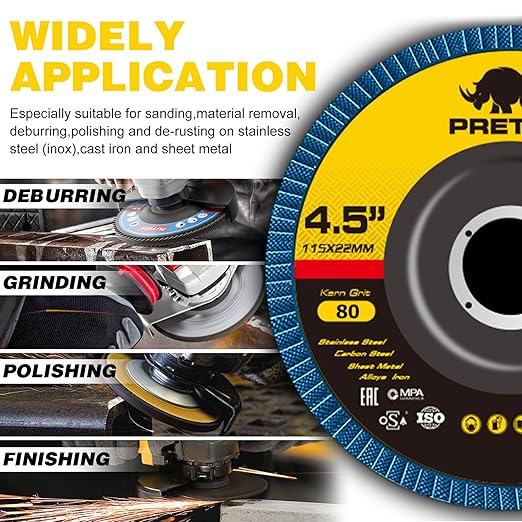 Flap Discs 4 1/2 for Angle Grinder, 12 Pcs Flap Discs 80 Grit, 4.5" x 7/8" High Density Zirconia Type 27 Flap Sanding Disc for Grinding, Rust Removal, Sanding and Finishing - 12 Packs
