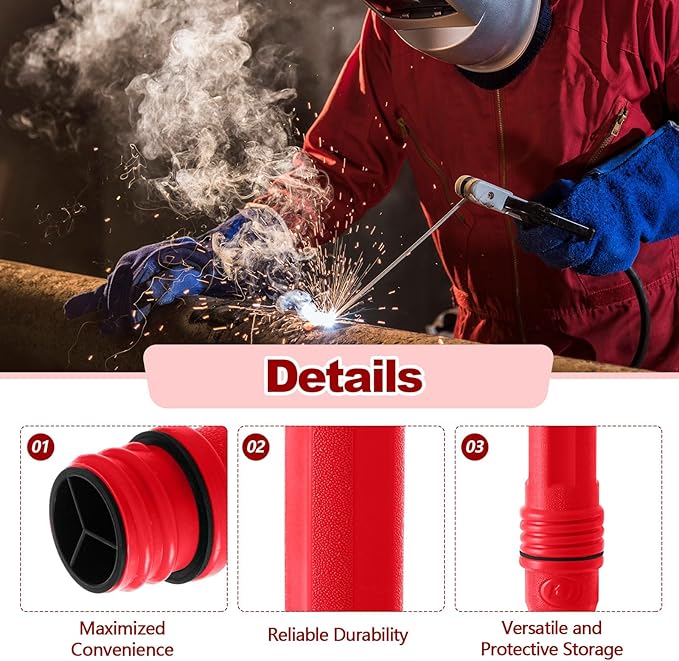 Tandefio 8 Pcs Welding Rod Storage Tube 40 Inch Tig Rod Storage Canisters Welding Electrode Holder Airproof Waterproof Container(Red)