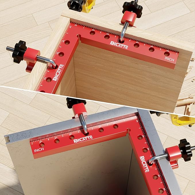 90 Degree Positioning Square Right Angle Clamp 7.1" x 7.1" Aluminum Alloy Woodworking Carpenter Tool,2 Pcs Right Angle Clamps With 4 Clamps,For Picture Frame Box Cabinets Drawers