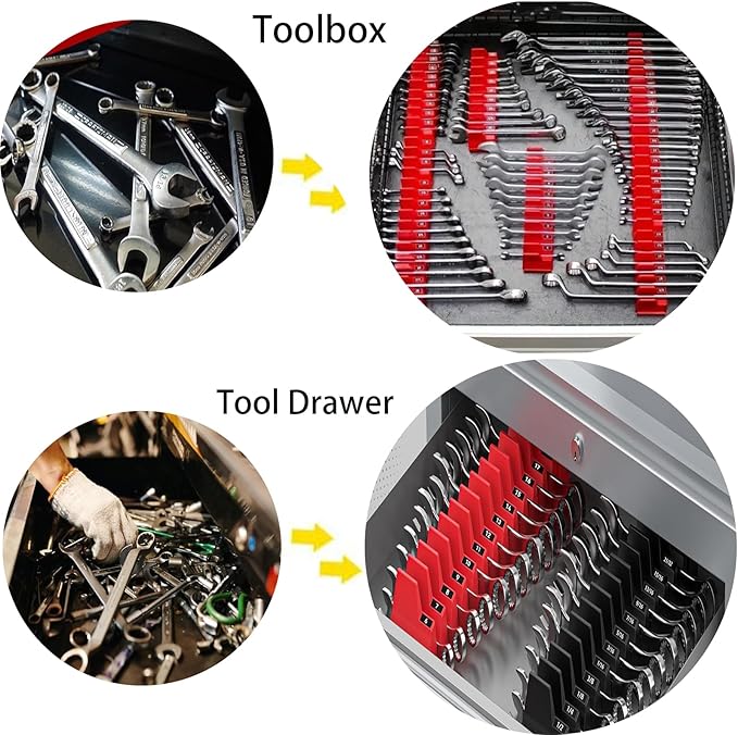 92PCS Magnetic Modular Wrench Organizers for Tool Drawers, Wrench Organizer with Metric&Sae Labels, Wrench Organizer for Tool Box, Magnetic Wrench Organizer, Best Gift for Father,Brother and Boyfriend