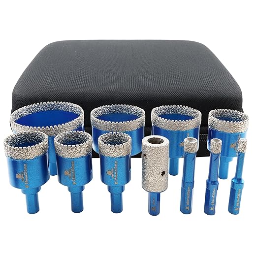 Tile Hole Saw Kit Diamond- BRSCHNITT 11pcs Diamond Core Drill Bit for Porcelain Tile Ceramic Marble Granite Drilling Triangle Shank