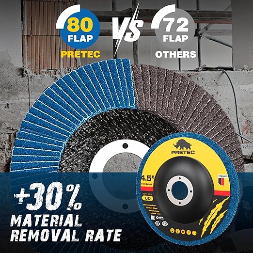 Flap Discs 4 1/2 for Angle Grinder, 12 Pcs Flap Discs 60 Grit, 4.5" x 7/8" High Density Zirconia Type 27 Flap Sanding Disc for Grinding, Rust Removal, Sanding and Finishing - 12 Packs