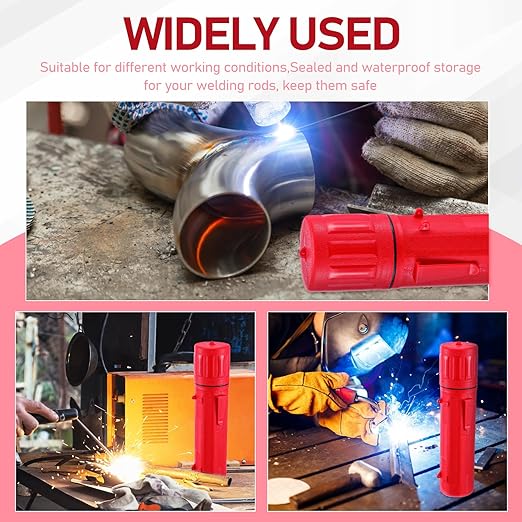 Simarro 2 Pcs Welding Rod Storage Tube 14 Inch Stick Welding Electrode Storage Tube Airproof Welding Rod Holder Waterproof Welding Rod Container for Welding Rod Canister (Red)
