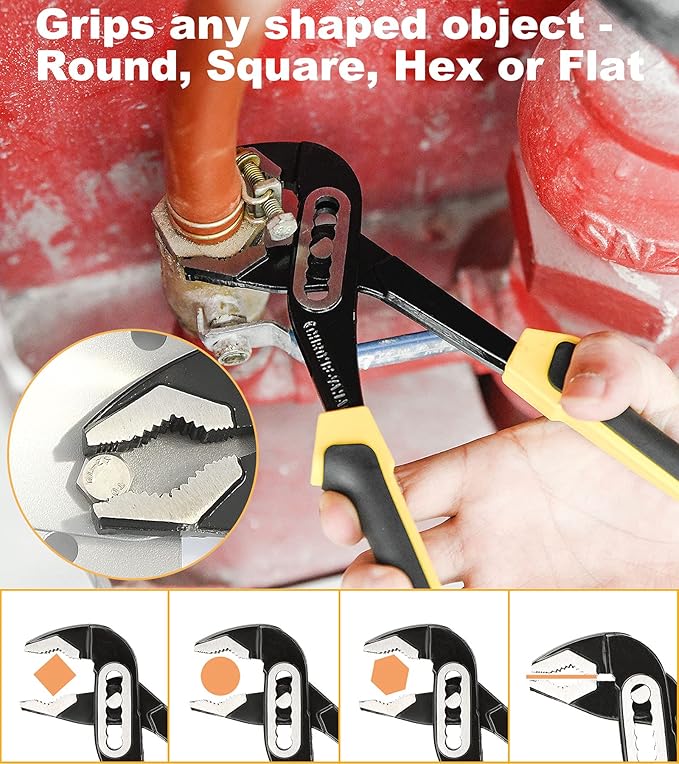 DOWELL Pliers Set: 5-Piece Kit with Groove Joint, Adjustable Wrench, Combination & Long Nose Pliers