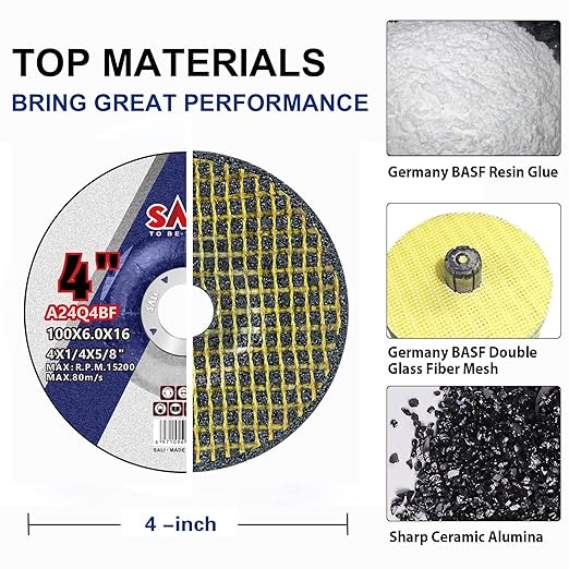 SALI 25 Pack 4 Inch Grinding Wheels for General Purpose Metal & Stainless Steel, Aluminum Oxide Grinding Disc for Angle Grinder, Depressed Center 4" * 1/4" * 5/8"(100 * 6.0 * 16 mm)