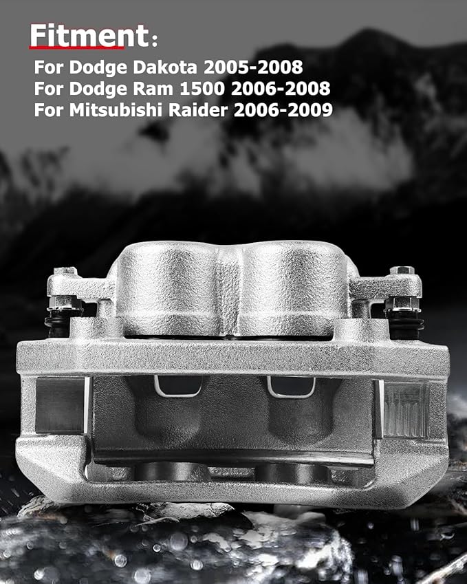 cciyu Front Right Brake Caliper Assembly w/Bracket 18B5008 For Dodge For Dakota 2005-2008,For Dodge For Ram 1500 2006-2008,For Mitsubishi For Raider 2006-2009