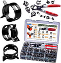 340pcs Spring Pipe Clamps, With Spring Pipe Clamp Tools, 12 Sizes 6-22mm Spring Hose Clamps, Used To Fix Hose Interfaces In Automotive, Marine, Gardening, Industrial Applications