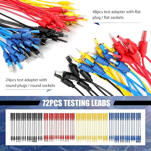 110 Pcs Automotive Circuit Test Lead Kit, Multimeter Test Leads Kit, Electrical Test Kit, Back Probe Kit Automotive, Relay Wire Connector Kit (with Black Carrying Case), Alligator Clips