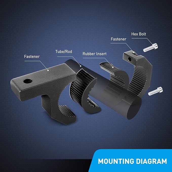 Nilight Horizontal Bar Clamp Mounting Bracket Kit for Off-Road LED Light Bar on Roof Rack Roll Cage Holder,2 Years Warranty (90021H) 8Count(Pack of 1) Black