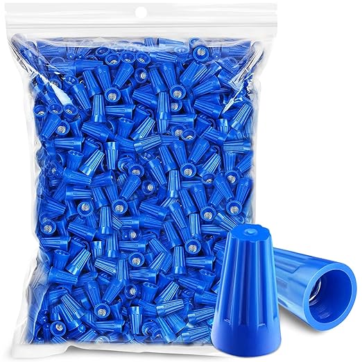 1000PCS Wire Connectors Nuts 22-14 AWG Electric Wire Caps Insulating Insert Twist Electrical Wire Connectors Blue Wire Assortment Nuts for Quick Connection