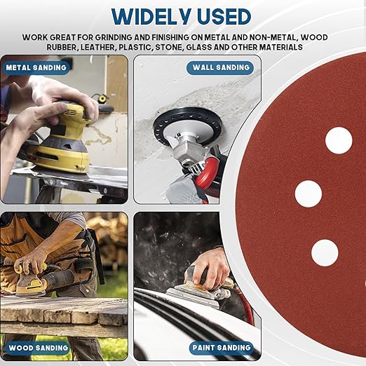 5 Inch 8 Hole Sanding Discs, 150 PCS 320 Grit Hook and Loop Sandpaper, Round Aluminum Oxide Sand Paper Discs for Random Orbital Sander