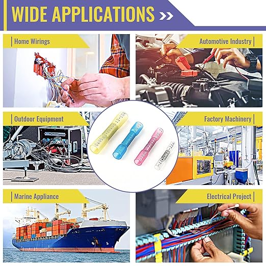 800PCS White Heat Shrink Butt Connectors AWG26-22, Plustool Marine Grade Electrical Wire Connectors, Tinned Red Copper 0.4mm, Insulated Waterproof Crimp Terminals Butt Splice for Cable,Boat,Wiring