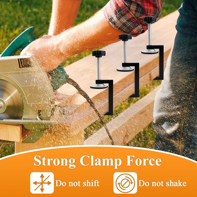 8Pcs C Clamps for Woodworking, Small Heavy Duty Adjustable Desk G-Clamp, Cabinet Clamps Face Frame Clips with Stable Wide Jaw Black For Workpiece Fixing Welding Mounting Hand Tool Parts