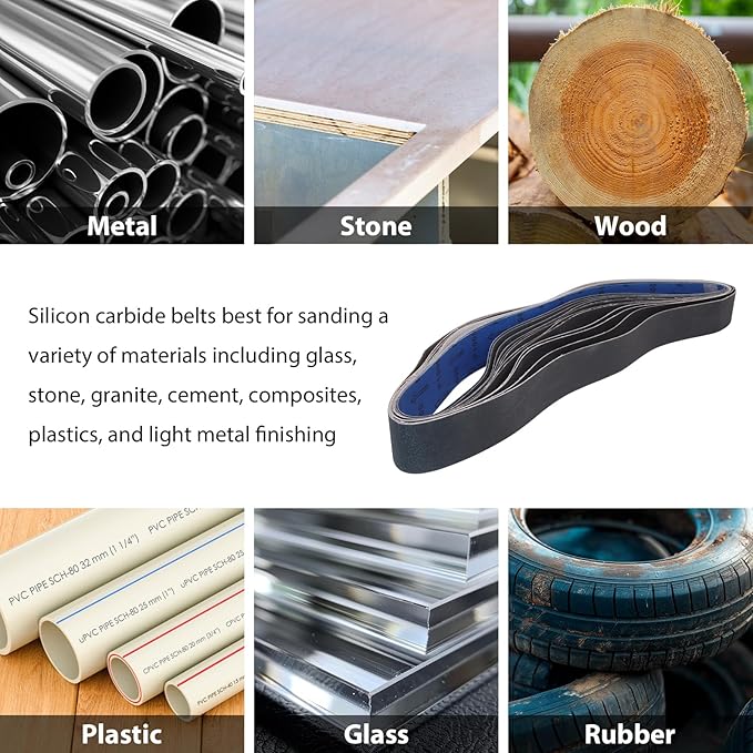 Taokyid 18 Pack 2 x 42 Inch Silicon Carbide Sanding Belts, 3 Each of 120 240 400 600 800 1000 Grits 2x42 Sander Belt For Knife Sharpening and Metalworking,2x42 Inch Sanding Belts