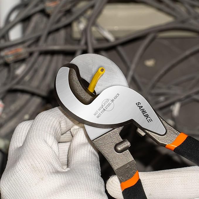 10 Inch Cable Cutters, Sanuke High Leverage Cable Cutter Heavy Duty Industrial Strength Electrical Wire Cutters for Cutting Aluminum Copper Communication Cables