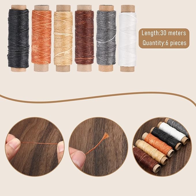 40pcs Portable Sewing Awl Kit with Bag, Awl Tool Leather Stitching Waxed Thread Kit for DIY Leather Sewing Repair Craft