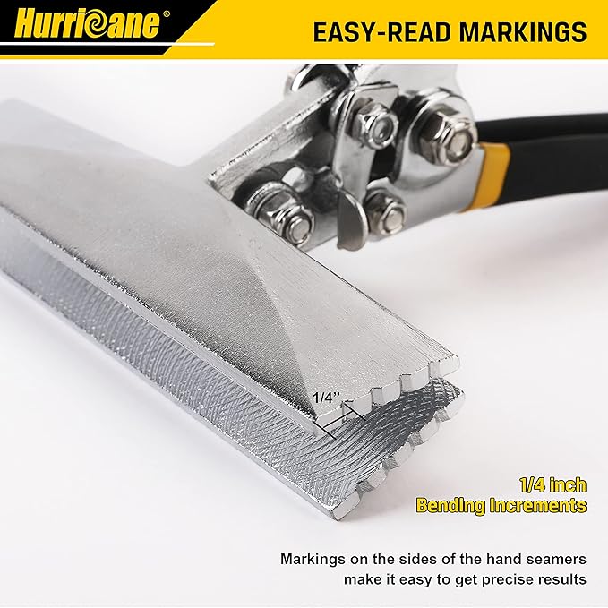 HURRICANE Sheet Metal Hand Seamer, 6 Inch Straight Jaw Sheet Bender Tools for Flattening Metal, Bending Pliers with Double Dipped Cushion Handle